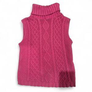 Vintage Takeout Pink Cable Knit Turtleneck Sweater Vest